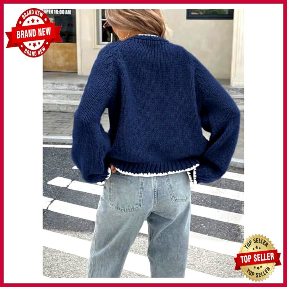 Tie Front Bow Cardigan Cropped Knit Sweater Long Sleeve Cozy Fall Fashion - Picture 2 of 5